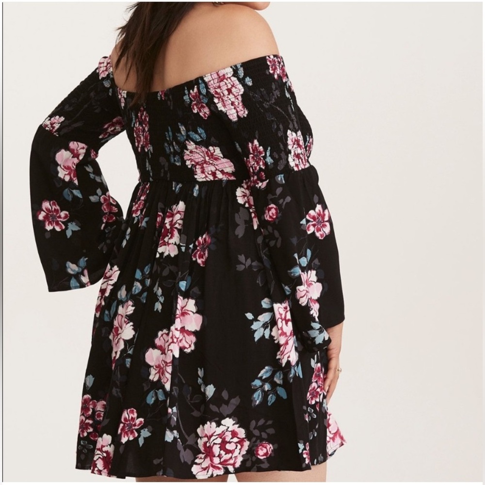 TORRID Floral Print Smocked Bell Sleeve Dress - Picture 3 of 7